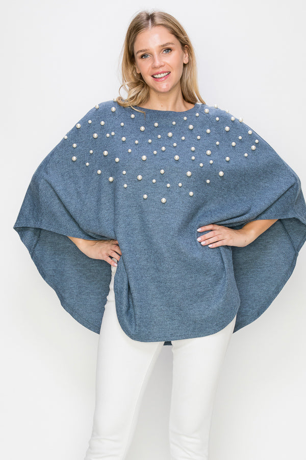 Shelia Knit Pearl Poncho