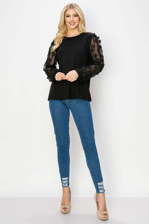 Rainah Pointe Knit Lace Top