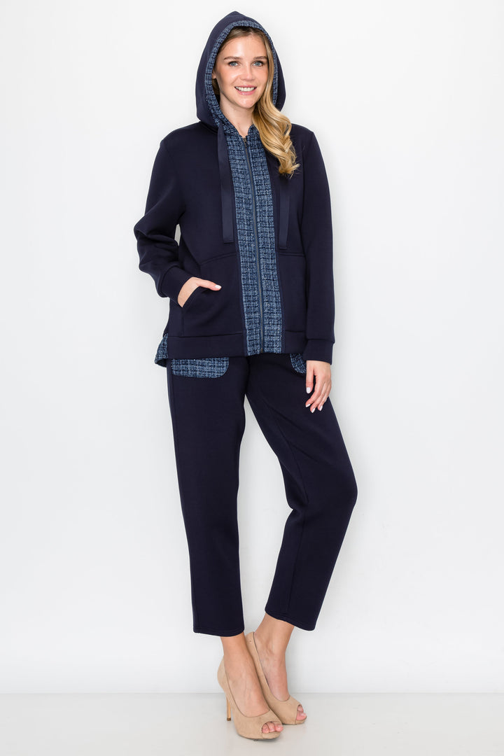 Faiza French Scuba Jacket with Tweed