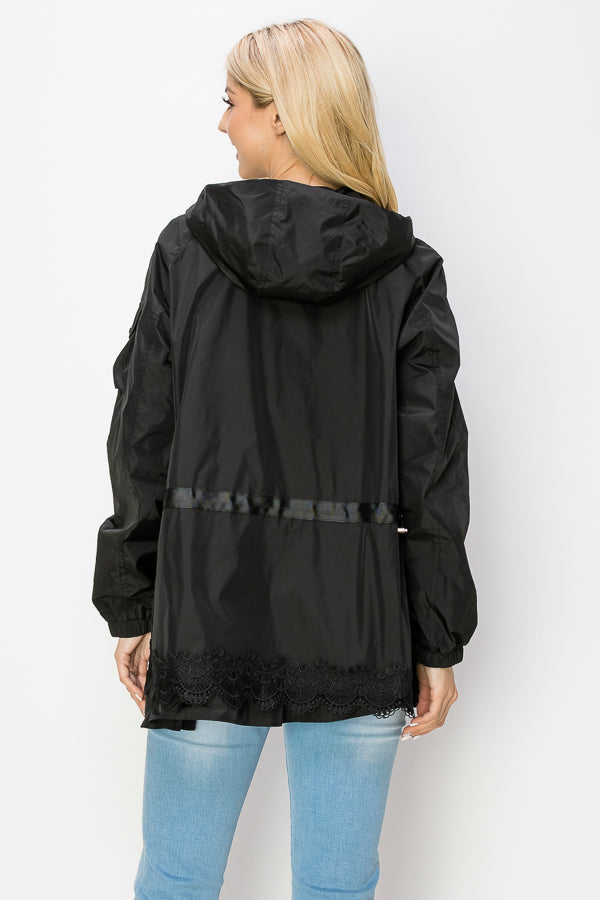 Jadis Woven Windbreaker Jacket with Hoodie