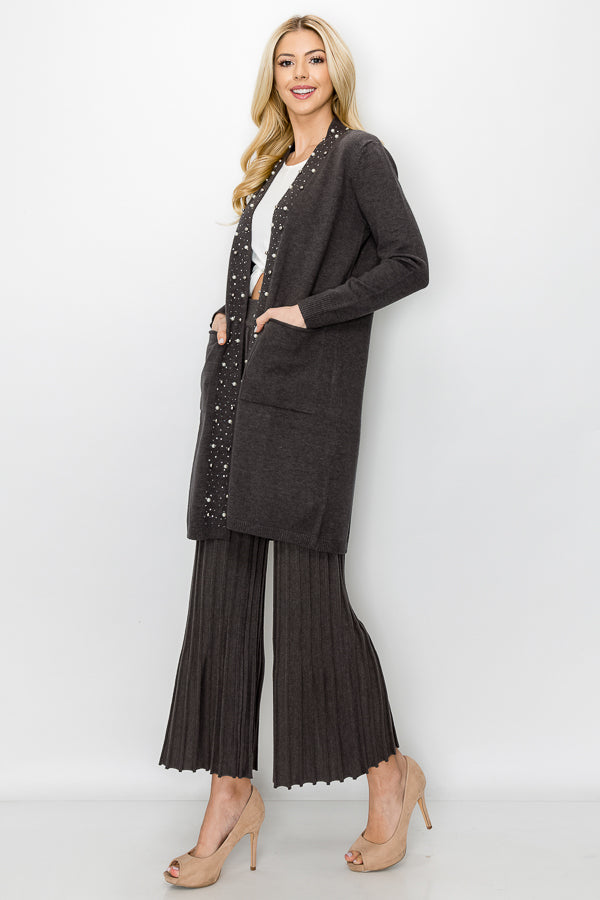 Serra Knitted Sweater Cardigan with Pearls & Sparkles