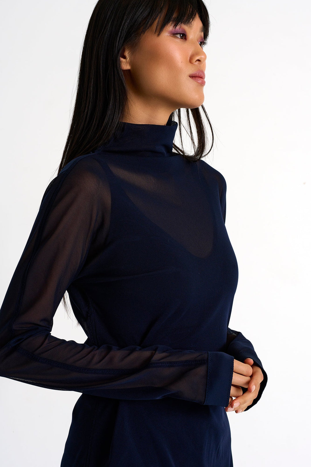 Turtleneck Mesh Top - 52363-62-550 02 / 550 Navy / 100% POLYESTER