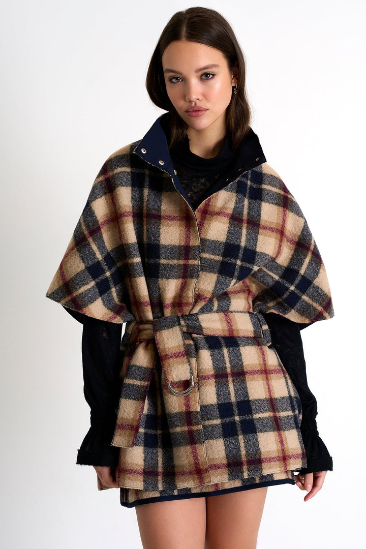 Cape-Style Wool Coat - 52376-73-960 02 / 960 Kelly / 100% WOOL