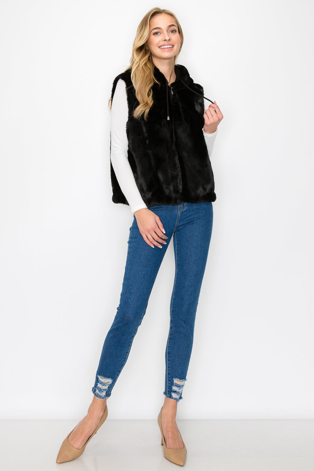 Jackie Fur Vest with Crossbody Fur Bag