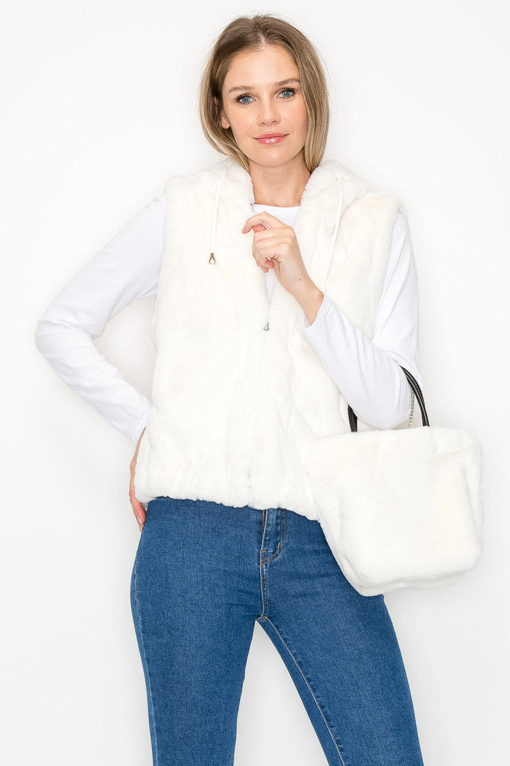 Jackie Fur Vest with Crossbody Fur Bag