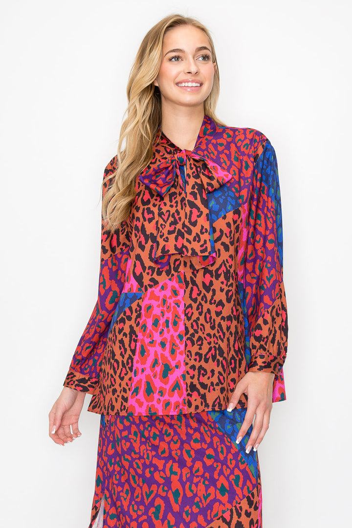 Walenna Printed Charmeuse Top