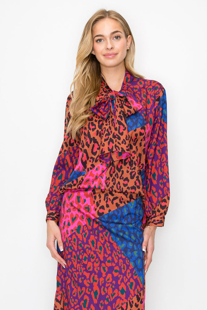 Walenna Printed Charmeuse Top