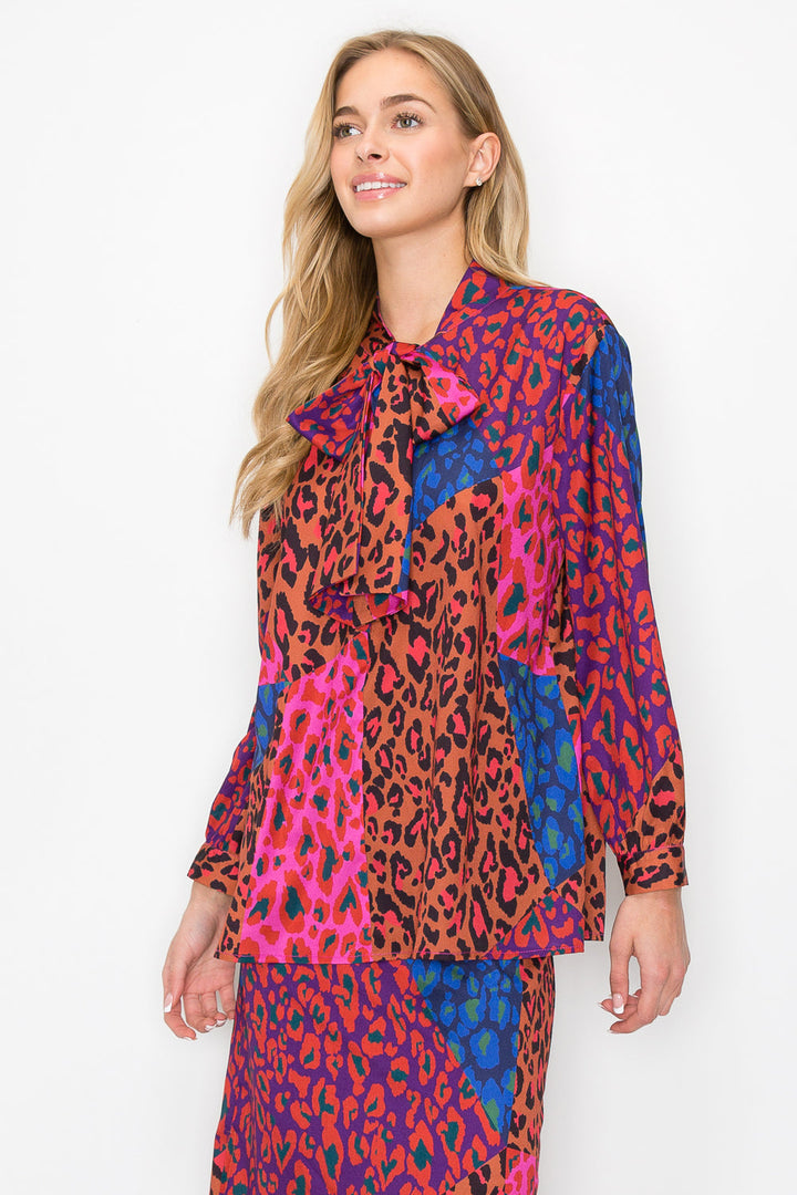 Walenna Printed Charmeuse Top