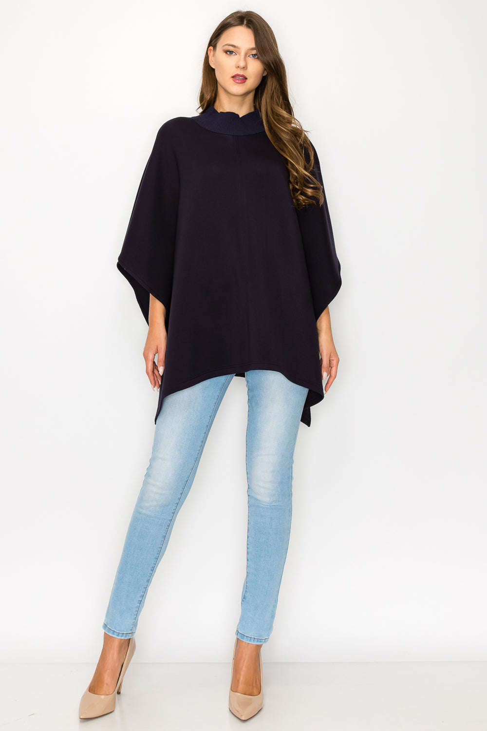 Fergie Poncho with Stretch Ribbed Neck