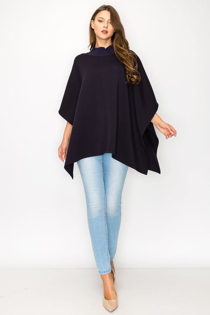 Fergie Poncho with Stretch Ribbed Neck