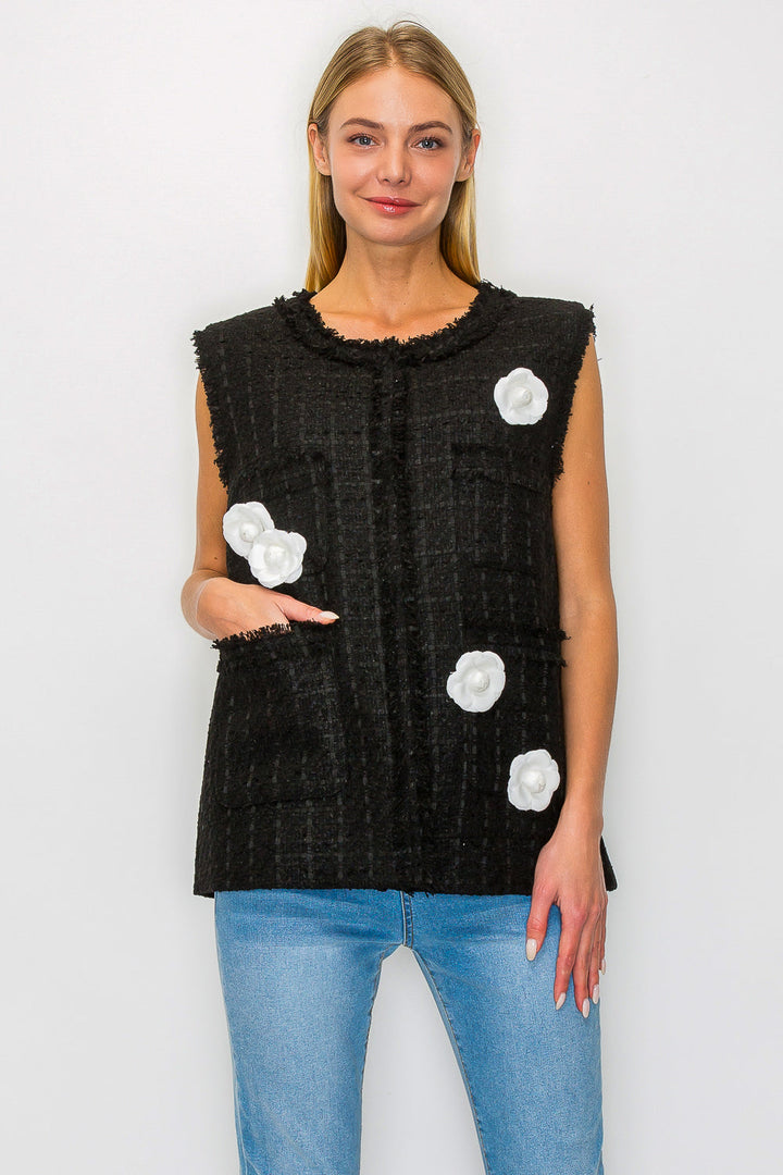 Jennifer Tweed Vest with Flowers