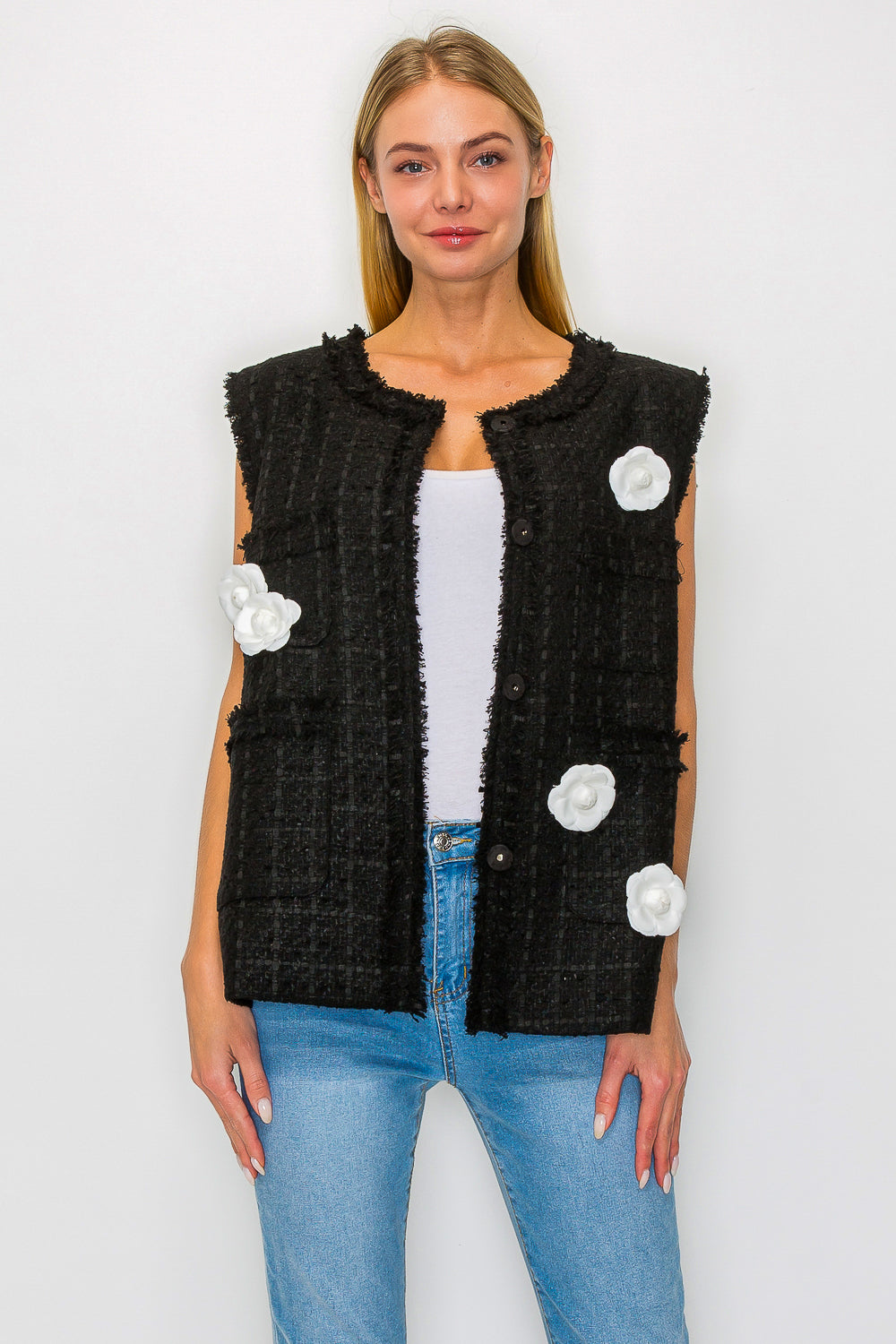 Jennifer Tweed Vest with Flowers