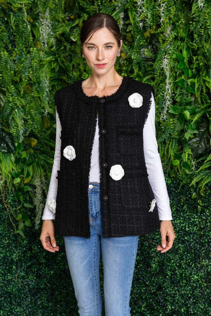 Jennifer Tweed Vest with Flowers