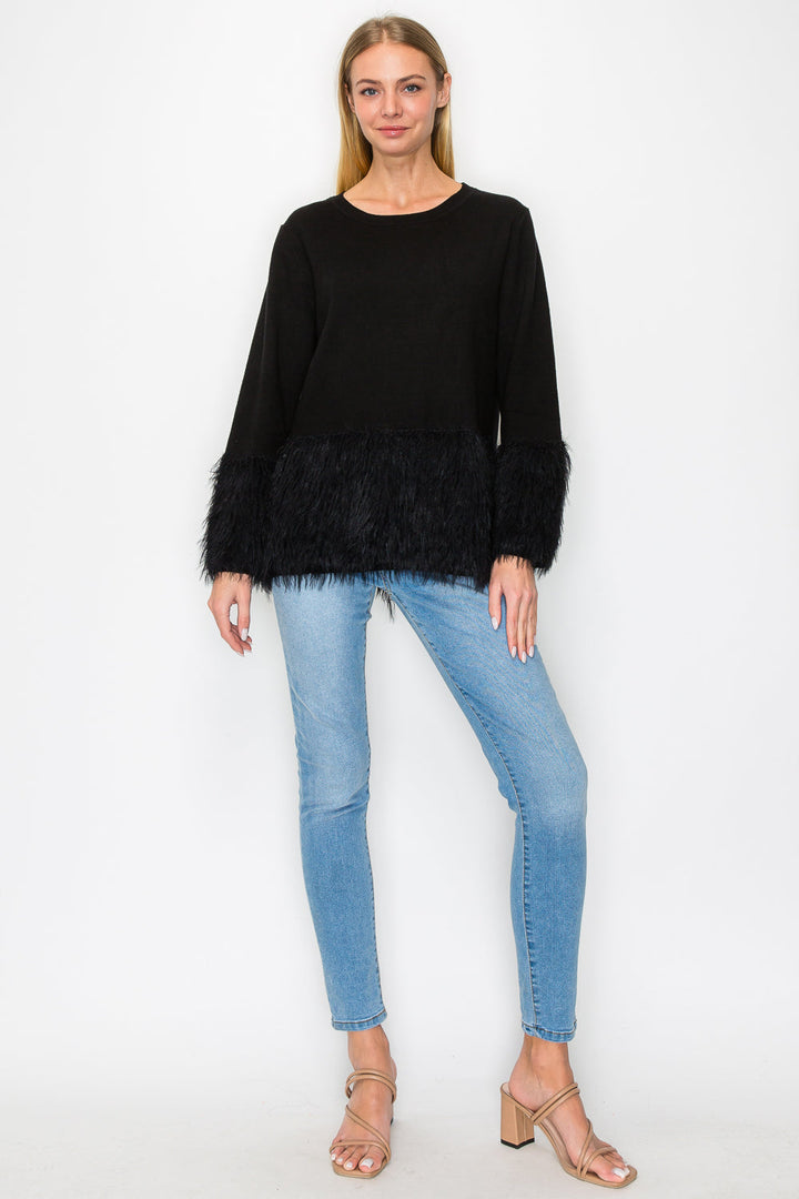 Sonia Knitted Sweater Top with Fur