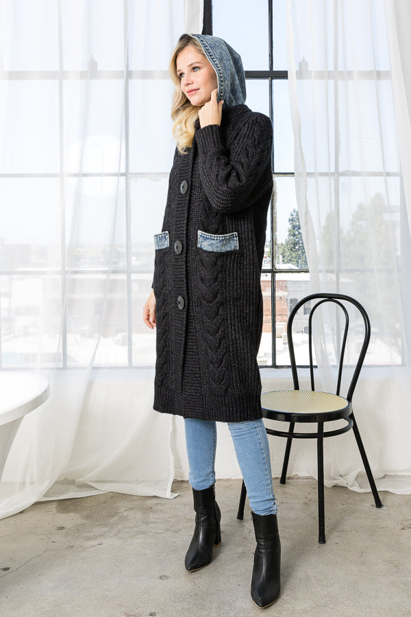 Seline Sweater Coat with Denim