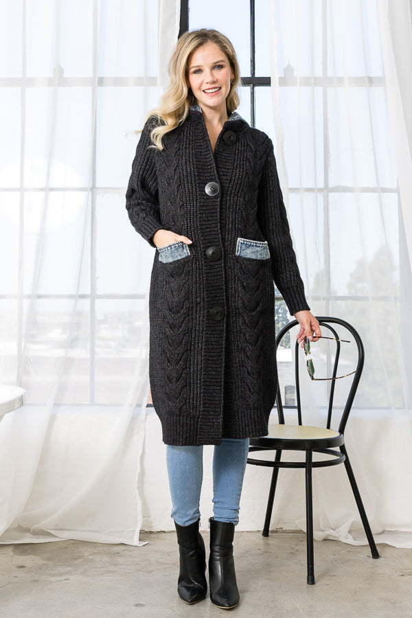 Seline Sweater Coat with Denim