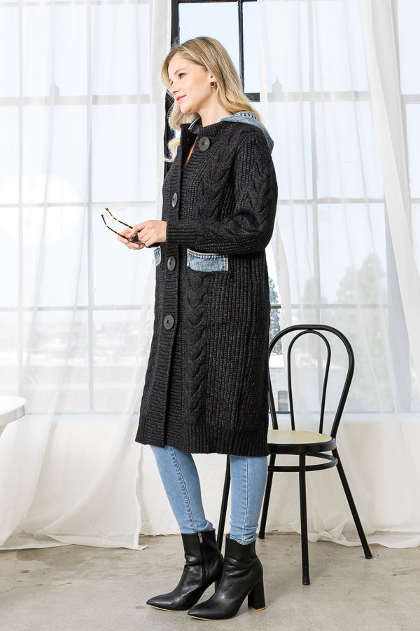 Seline Sweater Coat with Denim