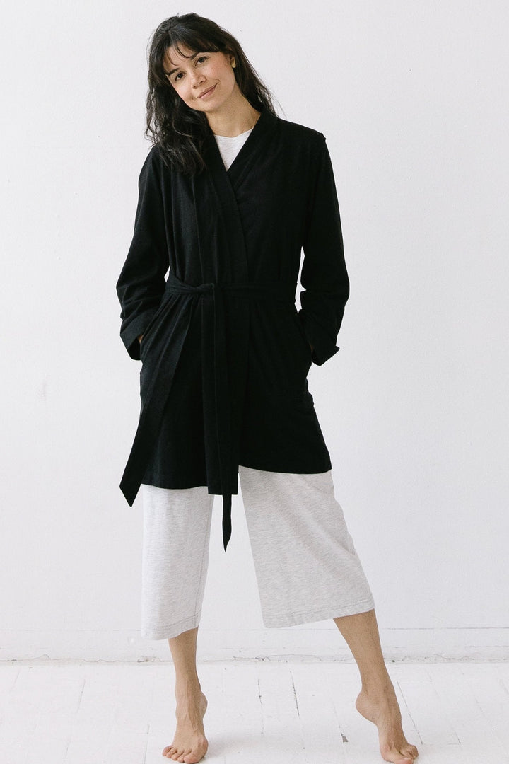 Short Travel Robe in Pima Cotton