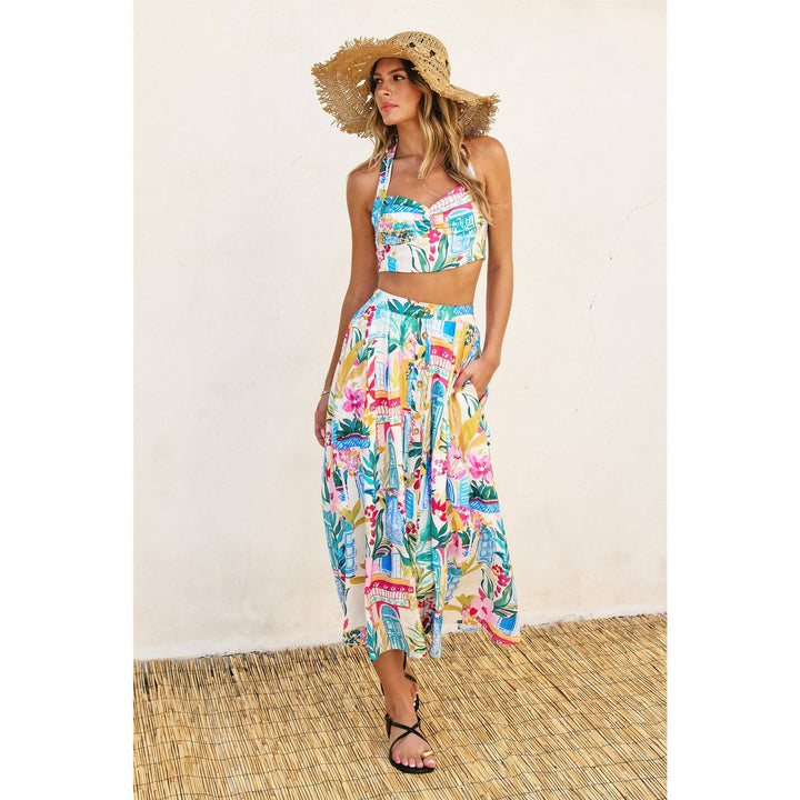 Long Summer Front Button Midi Skirt: SWEET DREAMS / S-M-L(2-2-2)