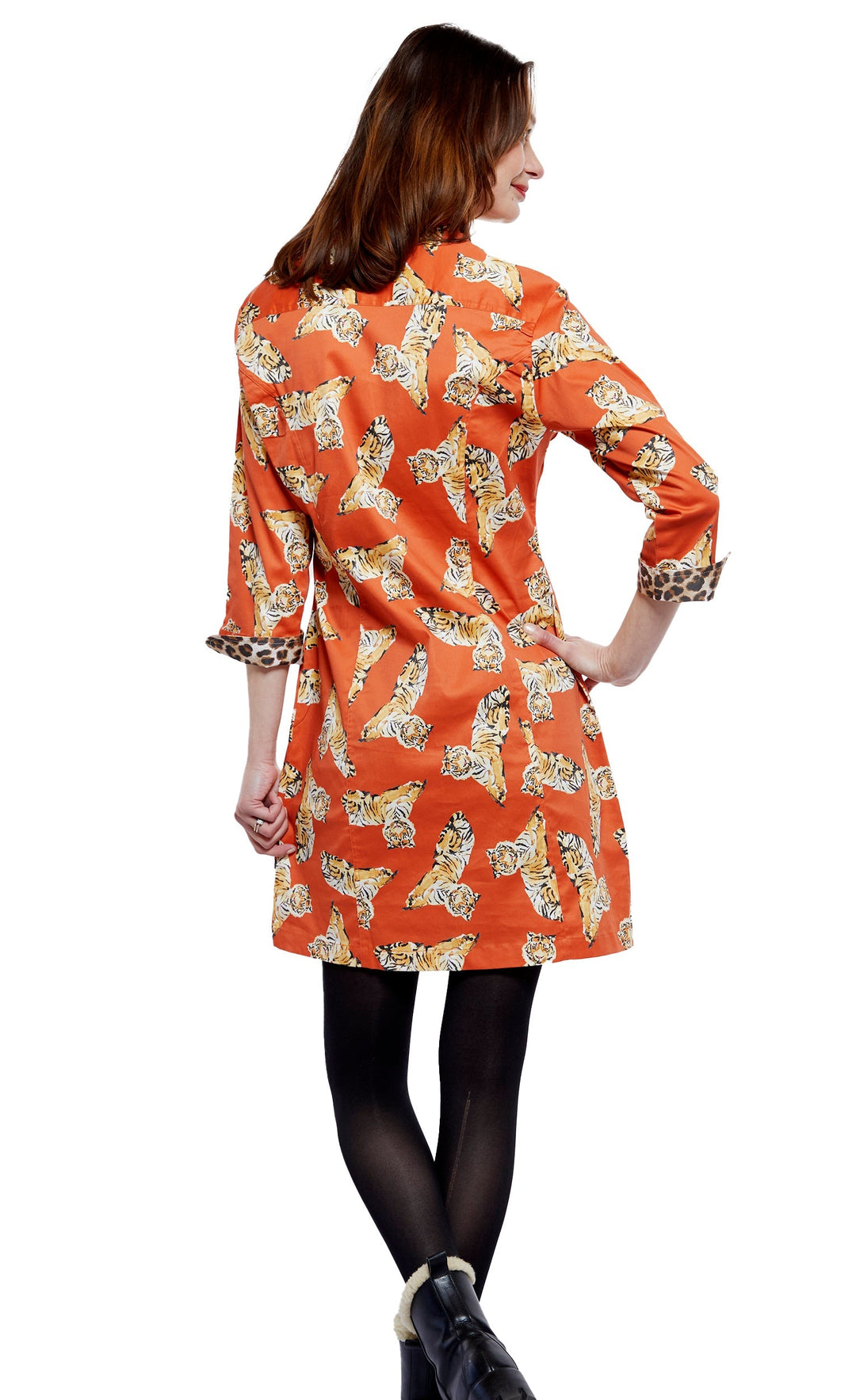 Sag Harbor Dress In Rust Ground With Tigers