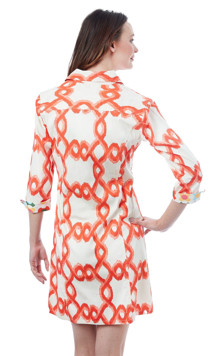 Sag Harbor Orange White Flame Stitch Print