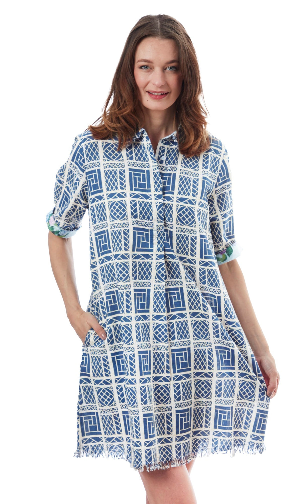 Chatham Dress Navy Chinoiserie