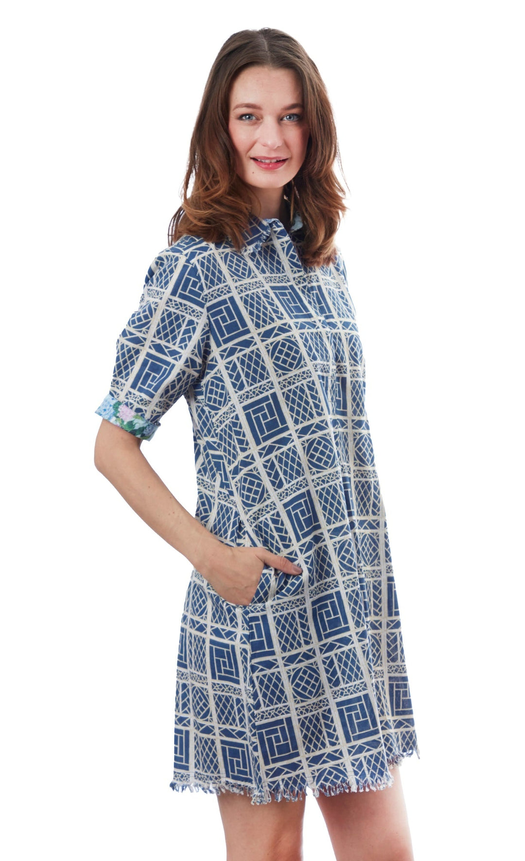 Chatham Dress Navy Chinoiserie