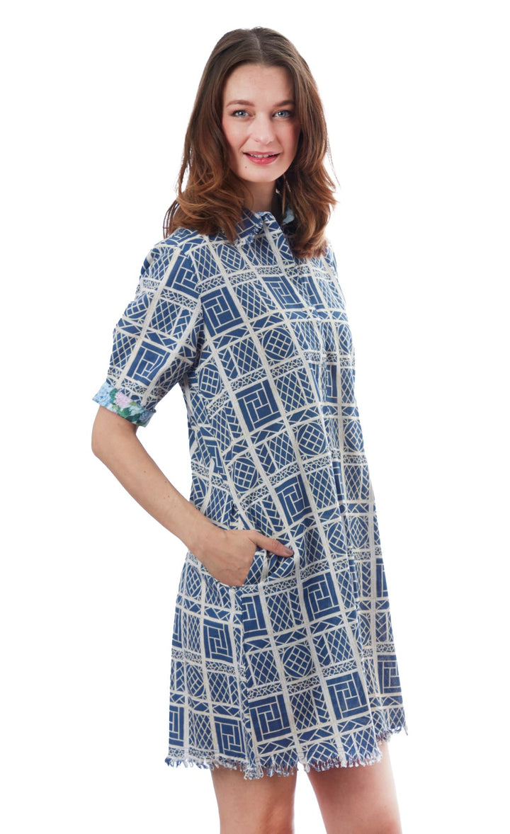 Chatham Dress Navy Chinoiserie