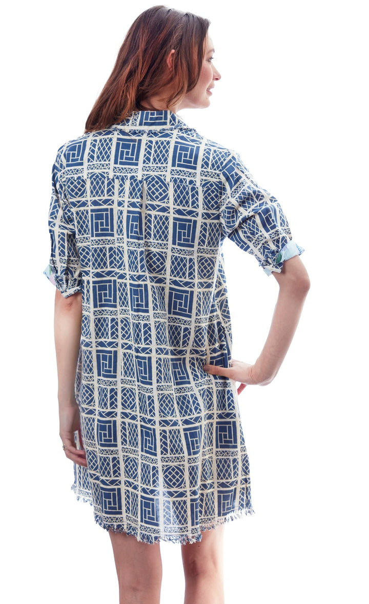 Chatham Dress Navy Chinoiserie