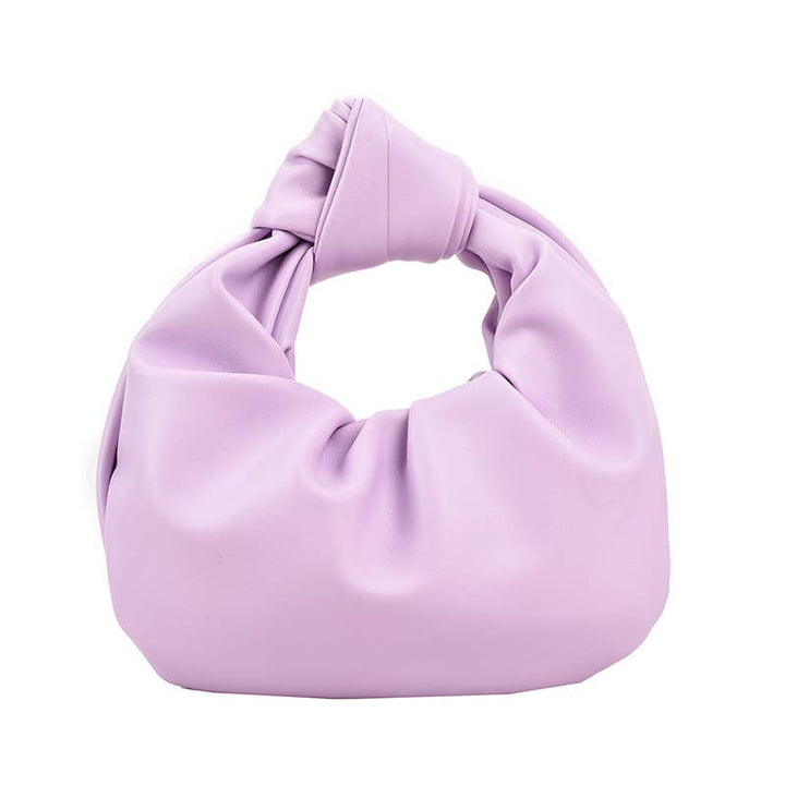 Pleated Cloud Bag Handbag with Decorative Knot: White