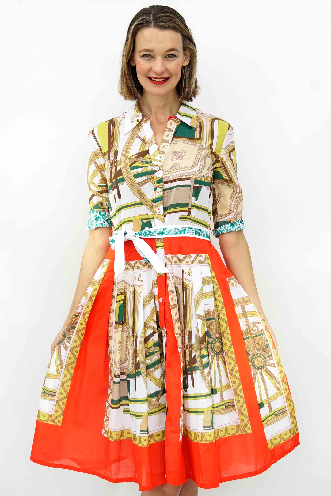 Mrs Maisel Dress Melon And Chartreuse  Print