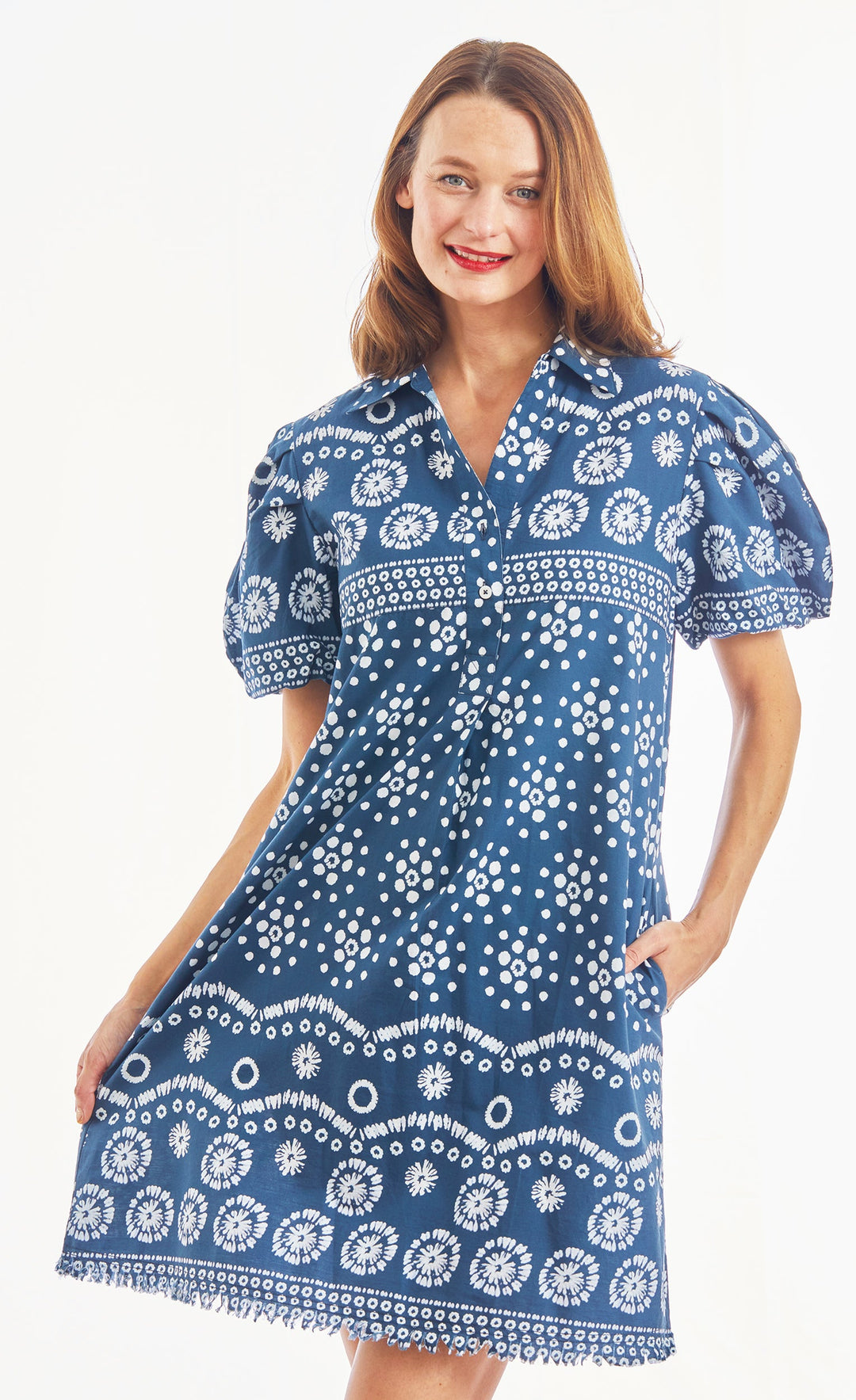 Beaufort Dress Puff Sleeve Ikat Print