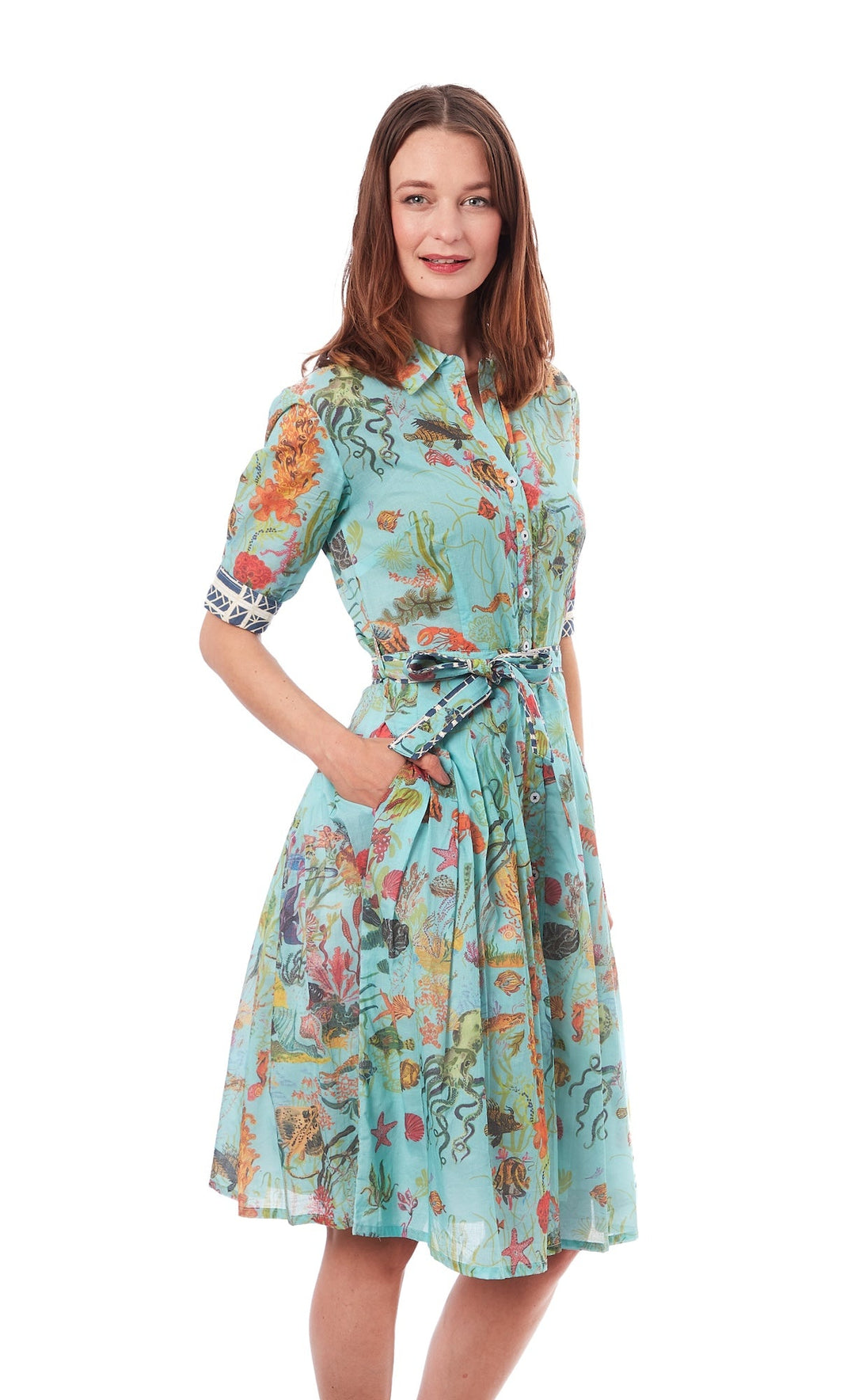 Mrs Maisel Turquoise Ground Sealife Dress