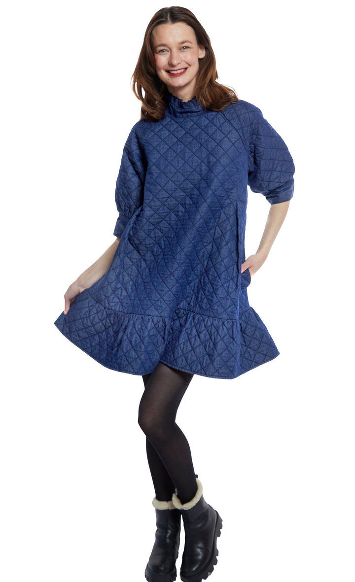 St. Tropez Softly Quilted Denim Dress, Oversized Silhouette