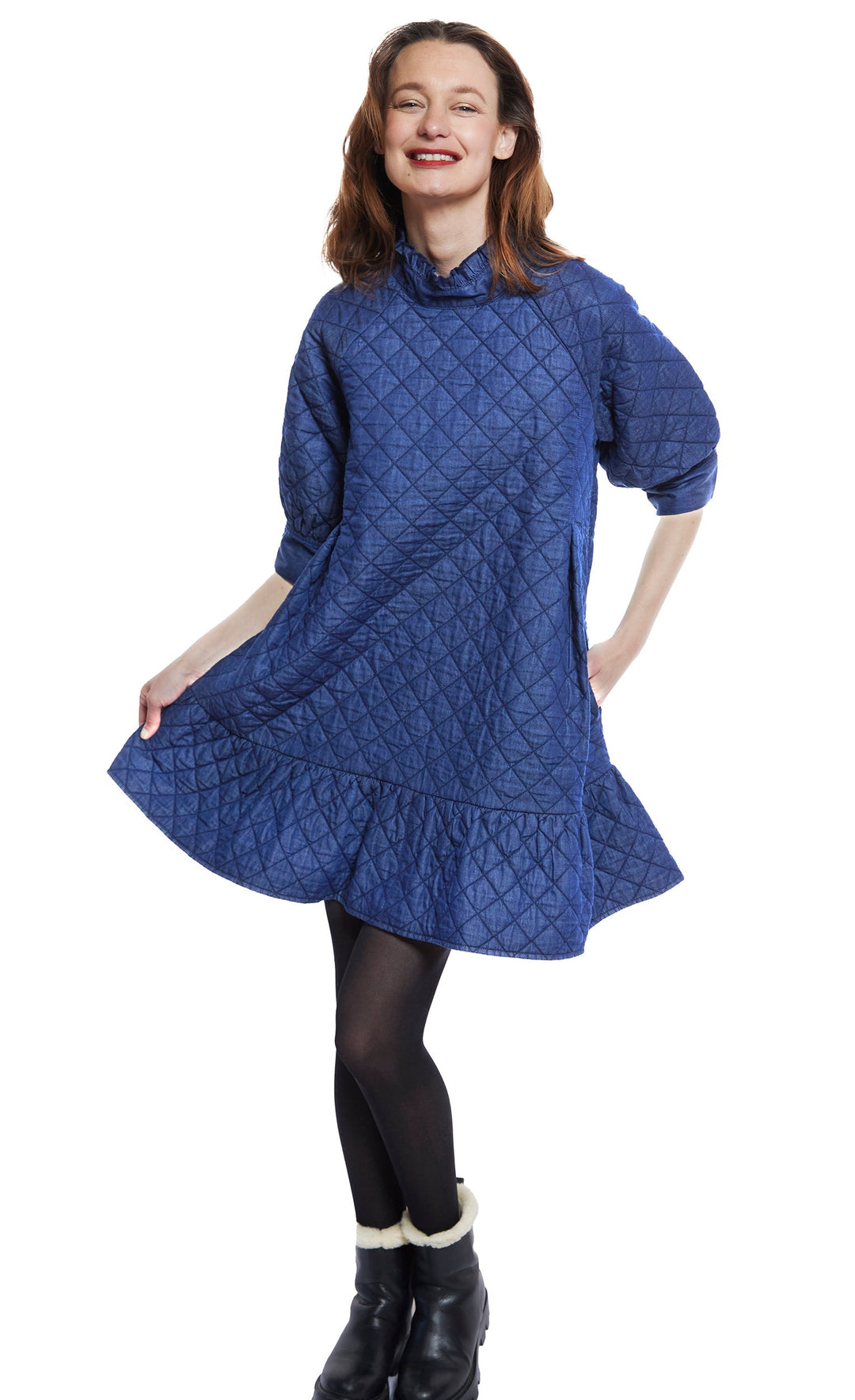 St. Tropez Softly Quilted Denim Dress, Oversized Silhouette