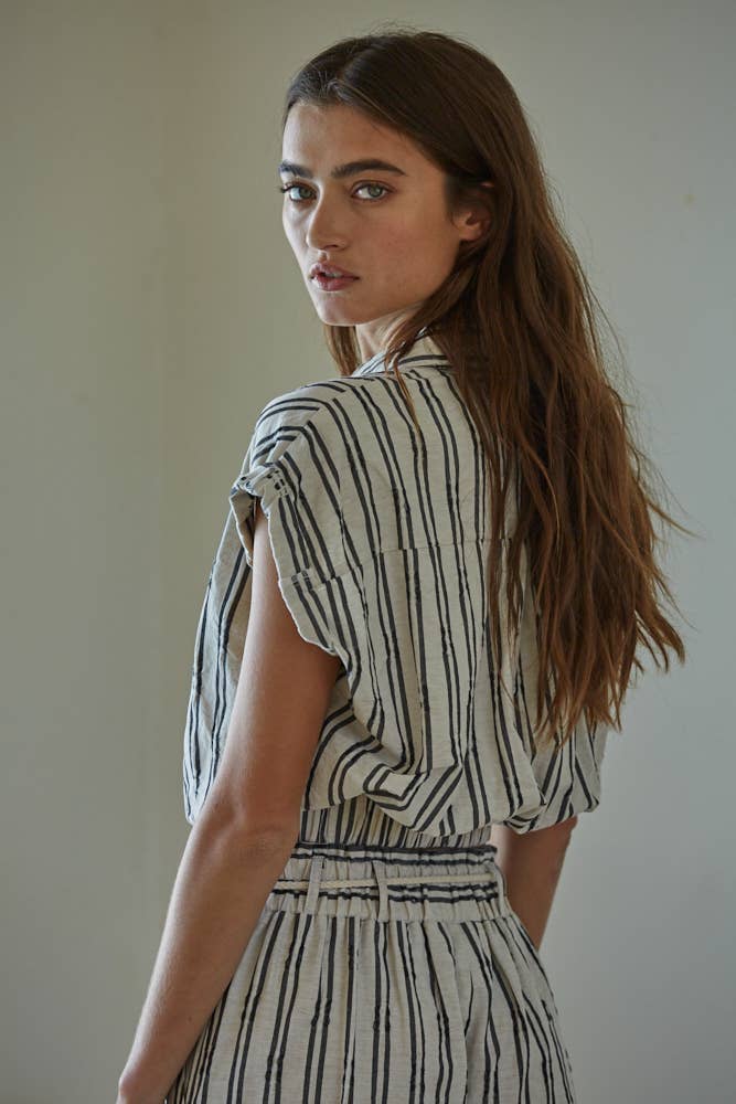 FREMONT STRIPED TIE TOP