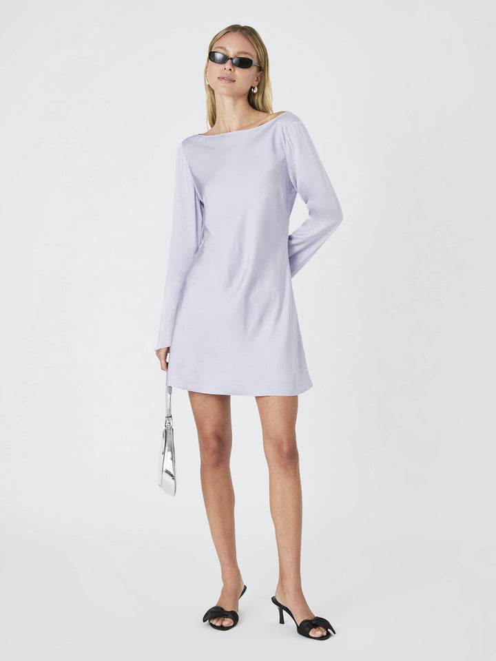 Ennis Satin Longsleeve Mini Dress Lavender