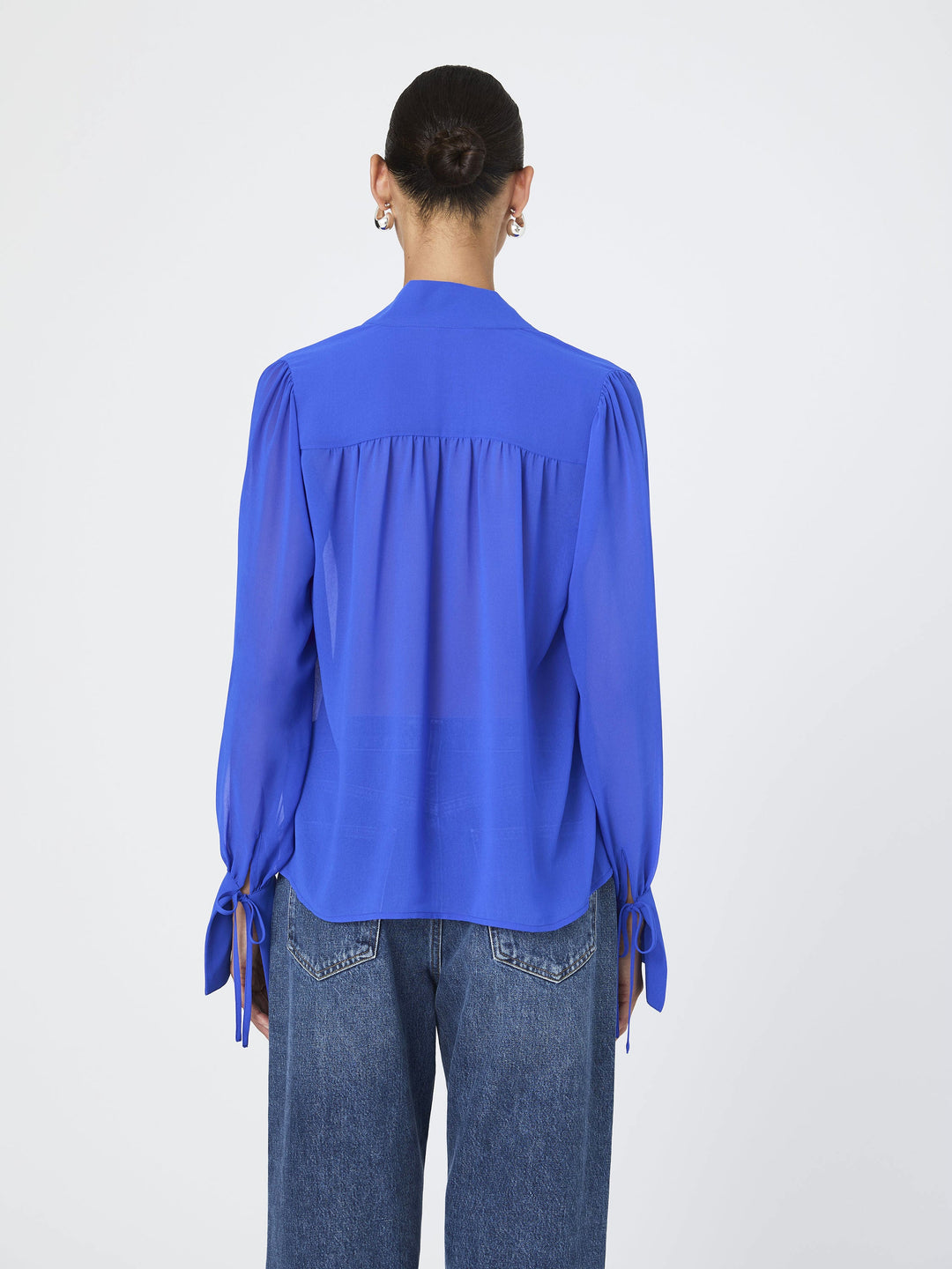 Eden Georgette Tie Neck Blouse Chroma Blue