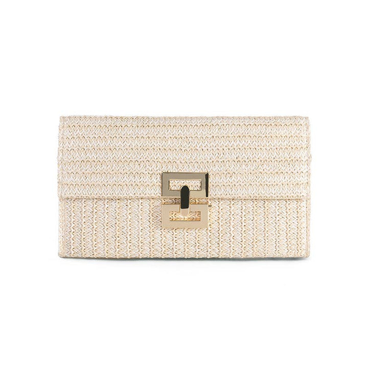 Women's clutch bag casual woven bag straw woven bag: Natural