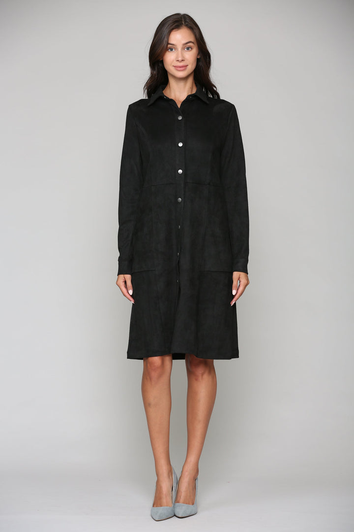 Anne Stretch Suede Shirt Dress