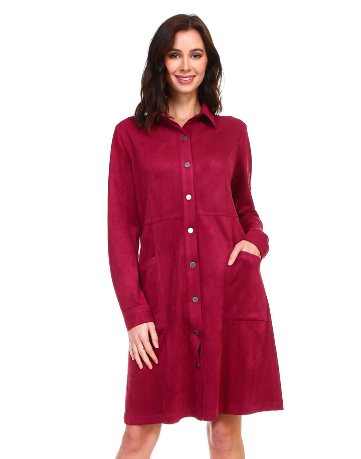 Anne Stretch Suede Shirt Dress