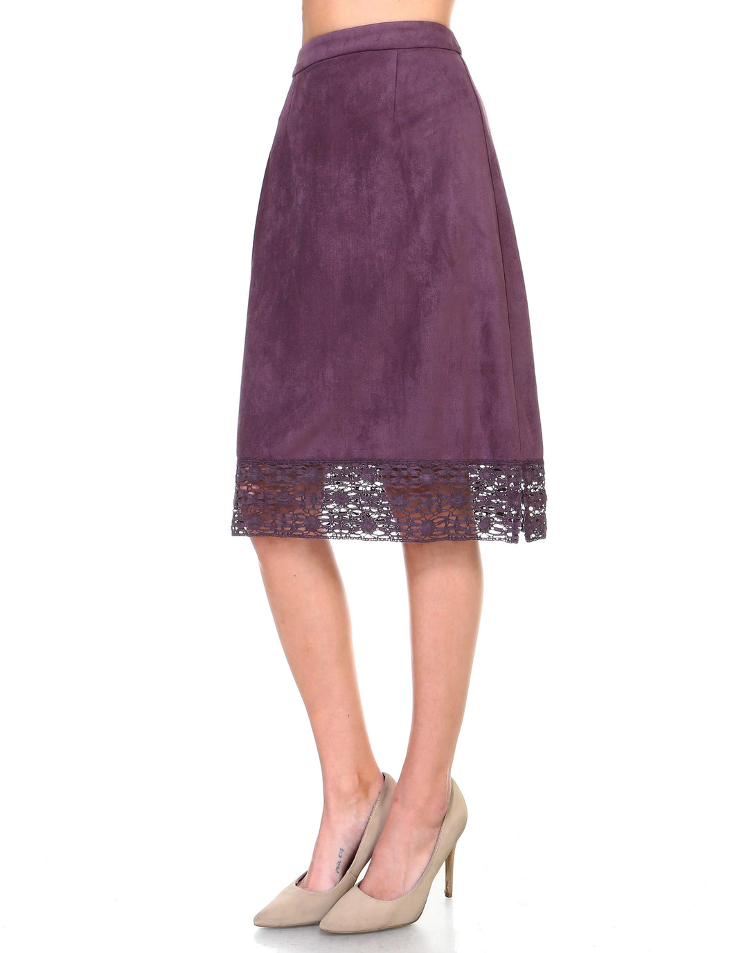 Annette Skirt Stretch Suede with Crochet Lace