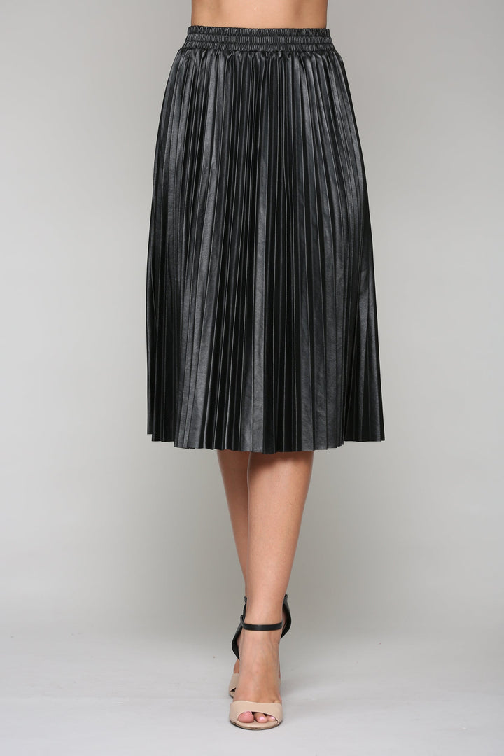 Lisa Pleated Leather Skirt