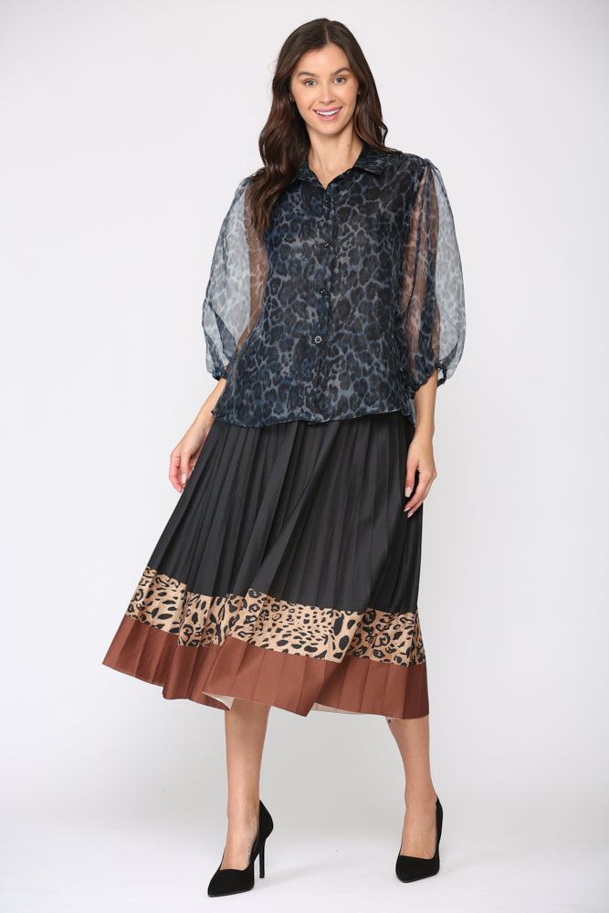 Wenda Chiffon Animal Print Top