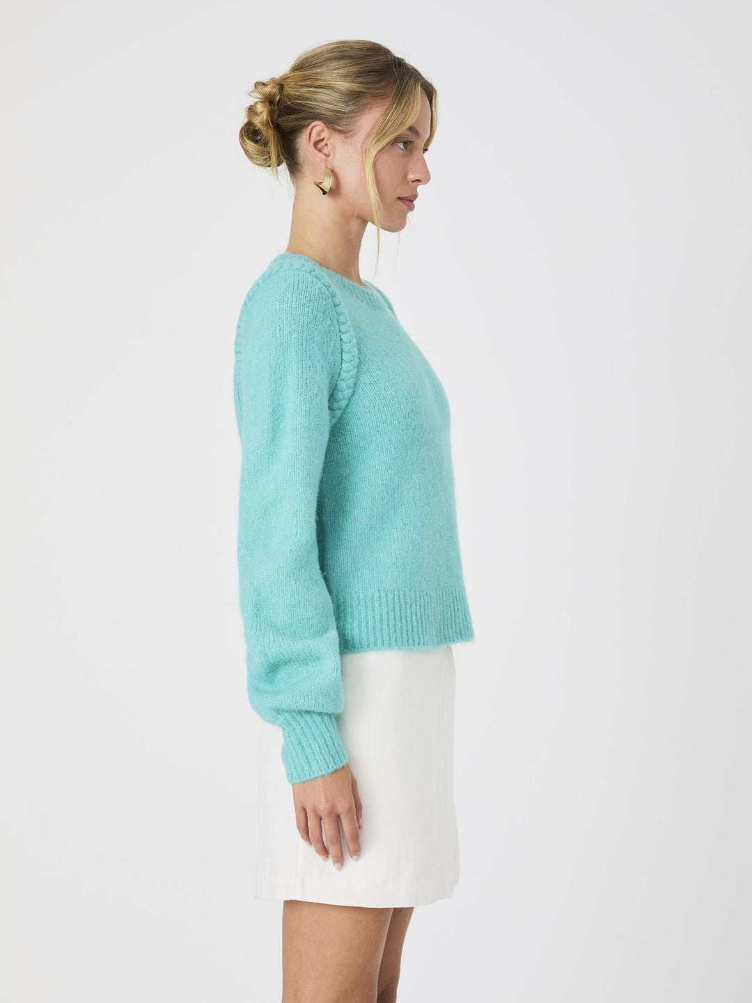 Fluffy Knit Braided Detail Sweater