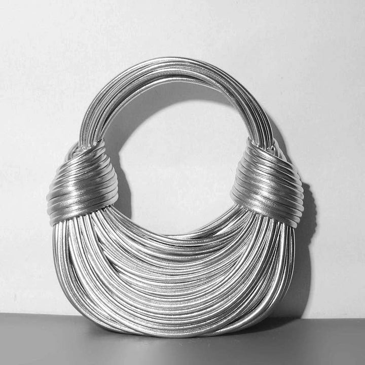 Women's Double Knot crossbody bag hand-woven handbag: Silver