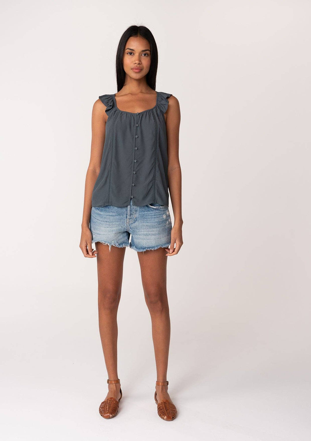 RUFFLE STRAP SCOOP TANK