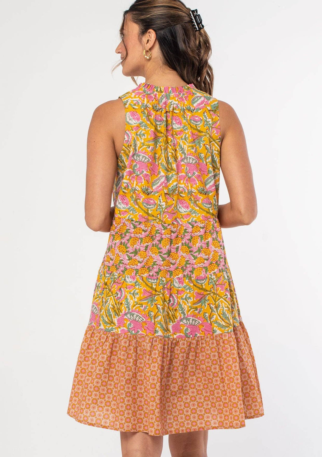 MIXED PRINT SLEEVELESS DRESS