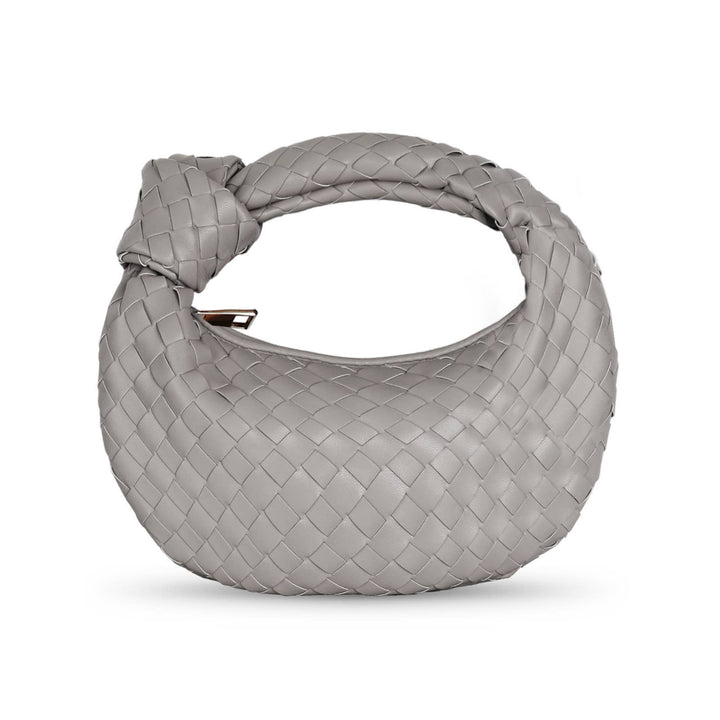 Womens' Woven bag horn knotted handbag Top Handle Bag: Gray