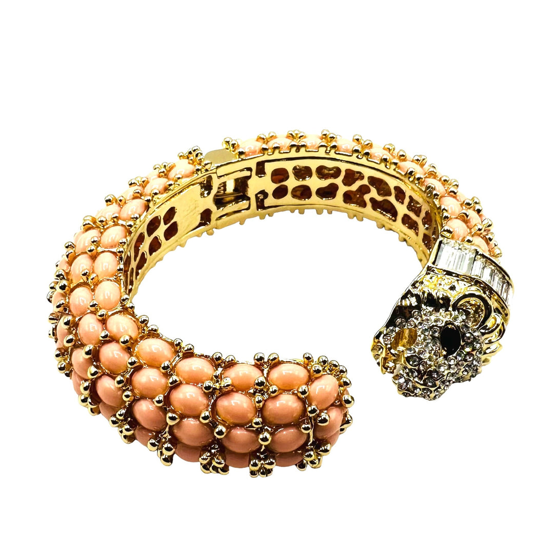 Leopard Hinged Bracelet in Pink